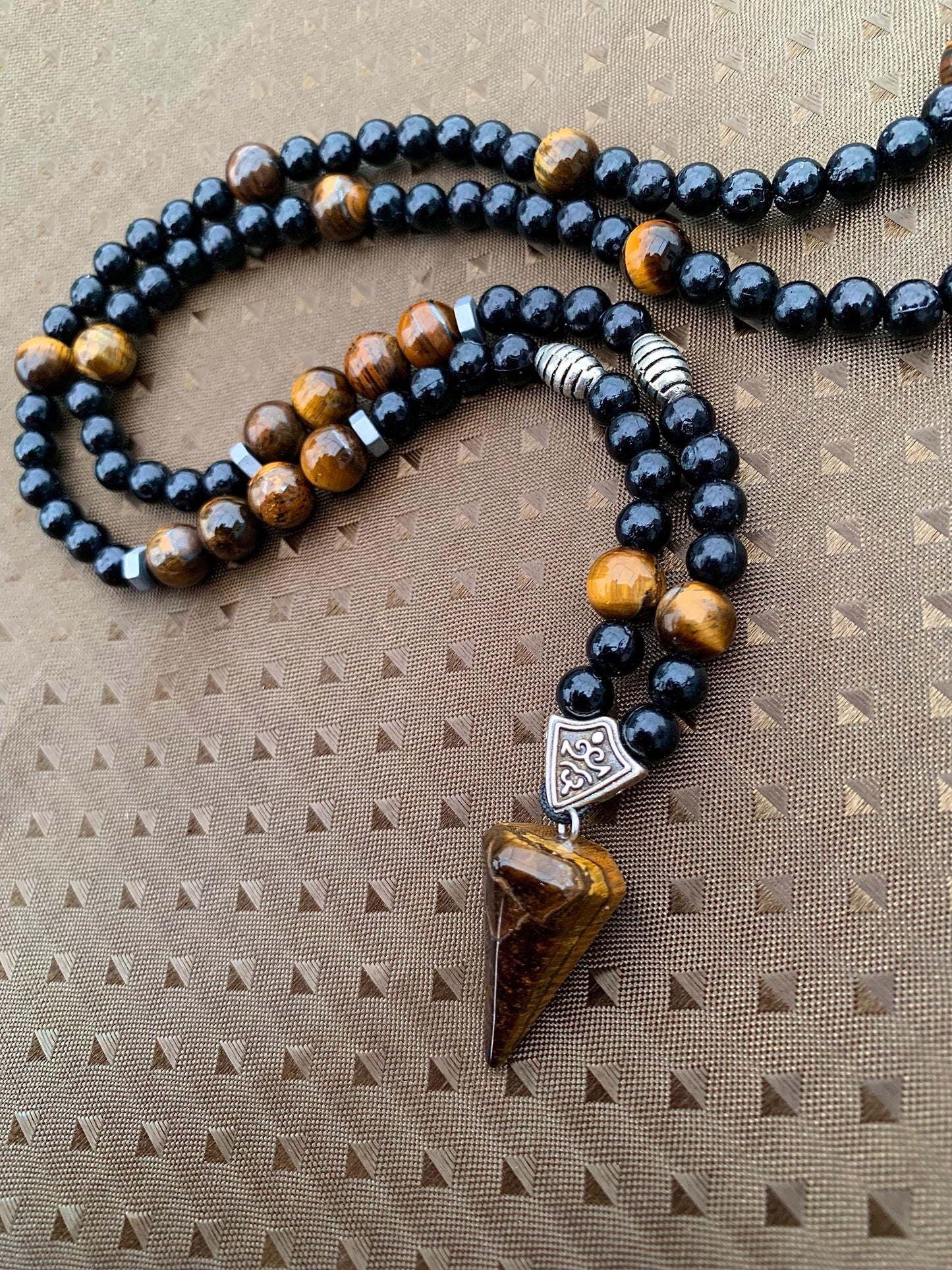 Handmade Tiger's Eye Necklace: Triangle Pendant, Boho Spiritual Jewelry