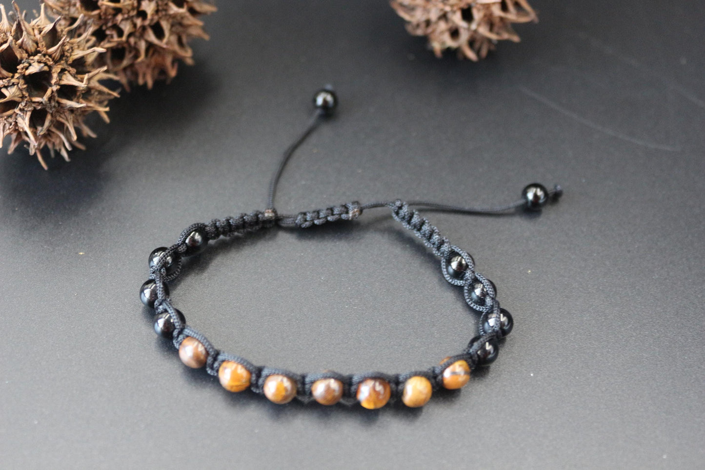 Bracelet - Handmade with Tiger's Eye and Onyx