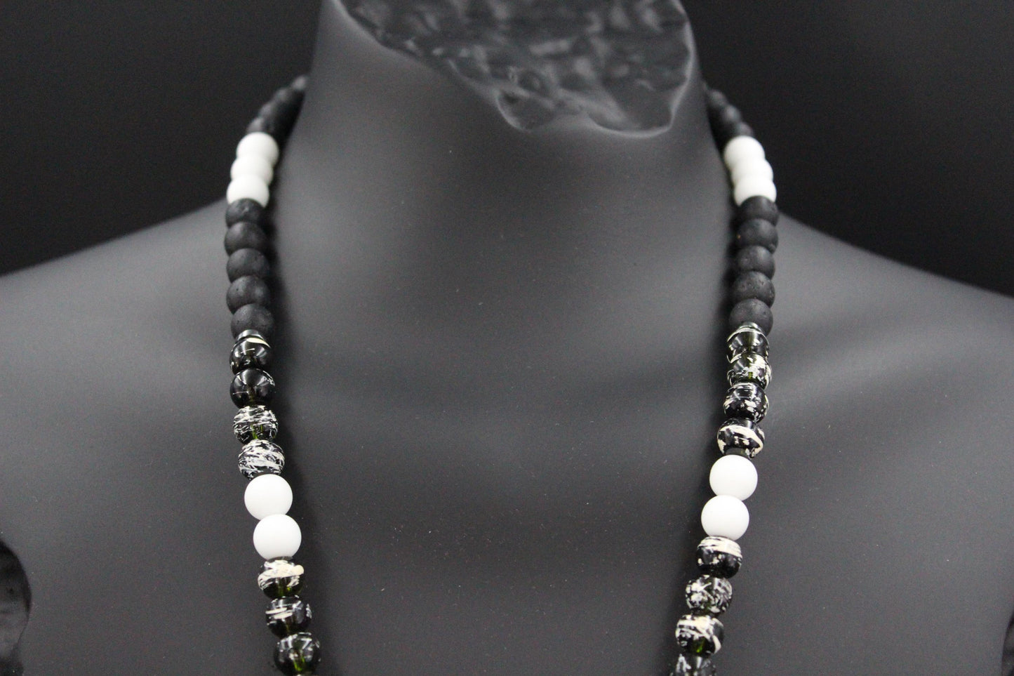 Handmade Volcanic Stone Necklace with 'Bird Claw' Pendant & Opalite – Ethnic Amulet
