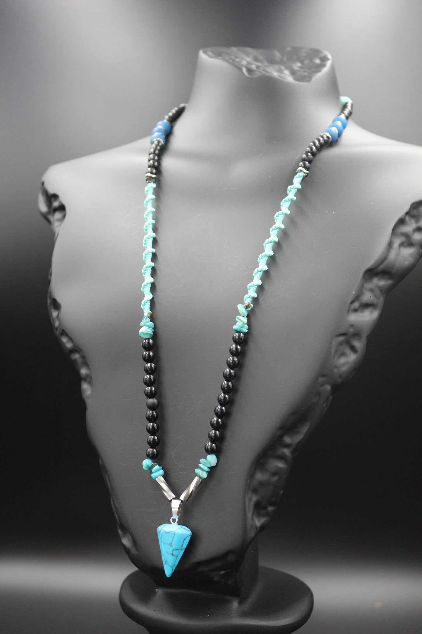 Handmade necklace from natural stones, turquoise and variscite stone necklace