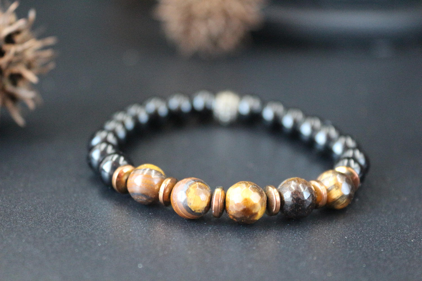 Tiger's Eye and Black Onyx Bracelet