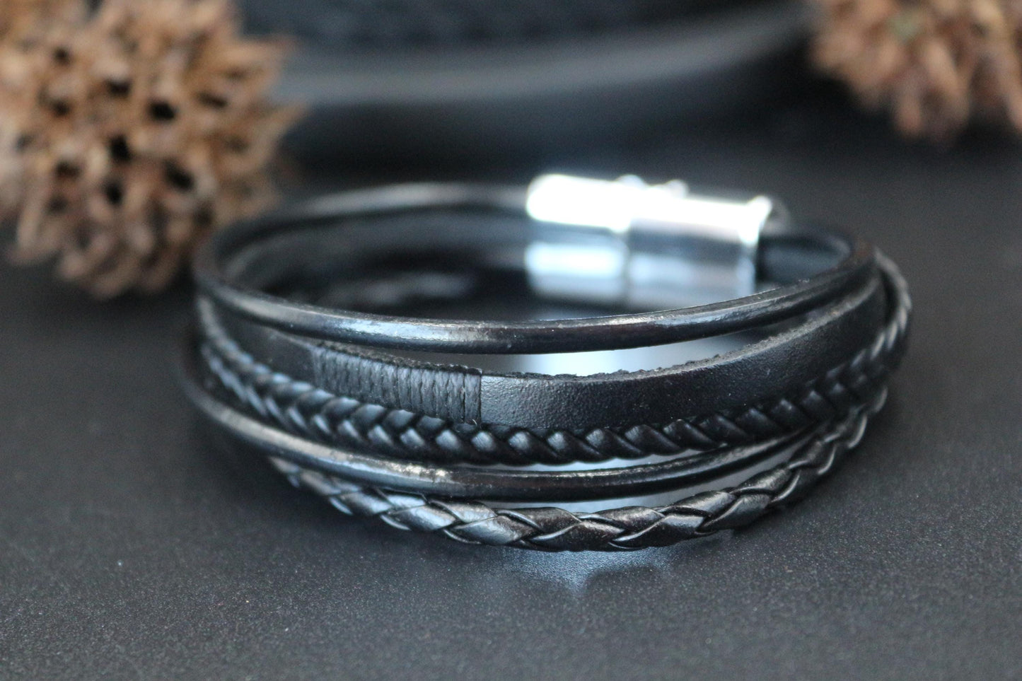 Men's Bracelet - Genuine Leather, Handmade