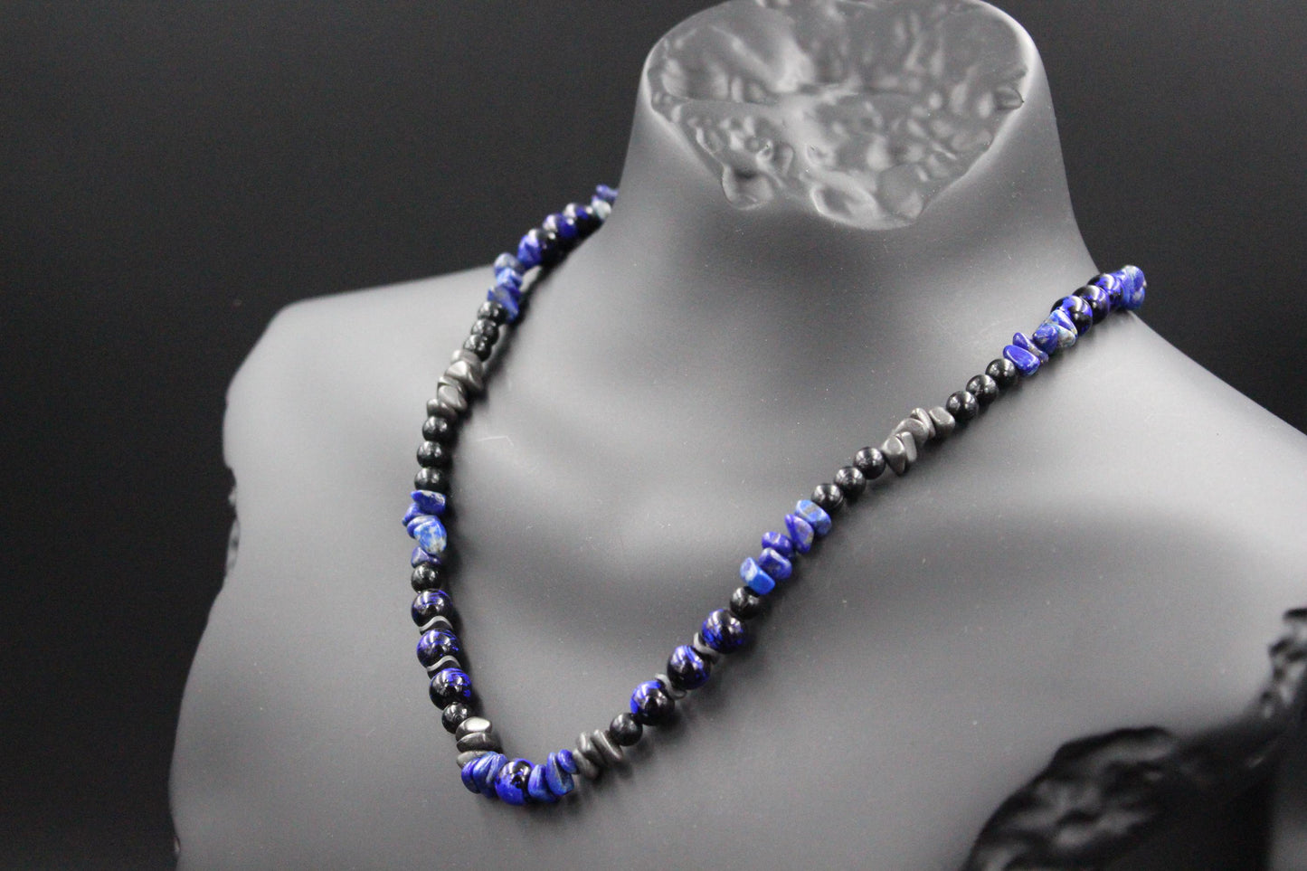 Hematite and Lapis Lazuli Necklace - Handmade, Original Design