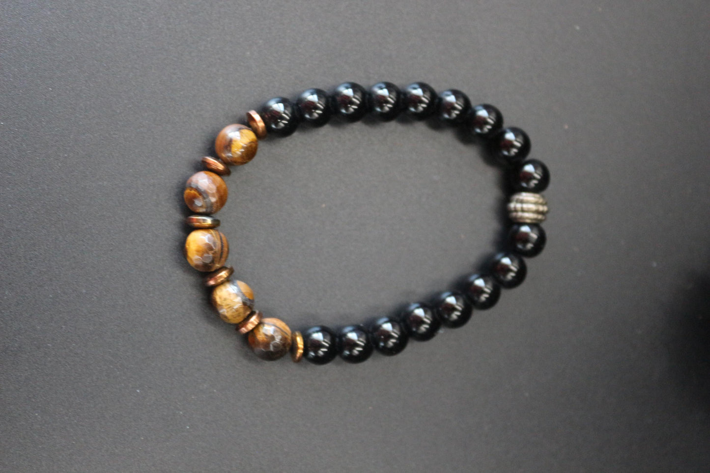 Tiger's Eye and Black Onyx Bracelet
