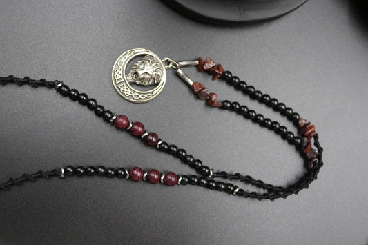 Handmade Lion King Pendant – Custom Design with Jasper & Hematite Natural Stones
