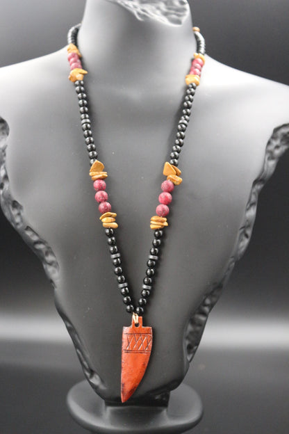 Red Garnet and Yellow Jasper Necklace. Handmade Necklace, Original Design – "Earth Energy"