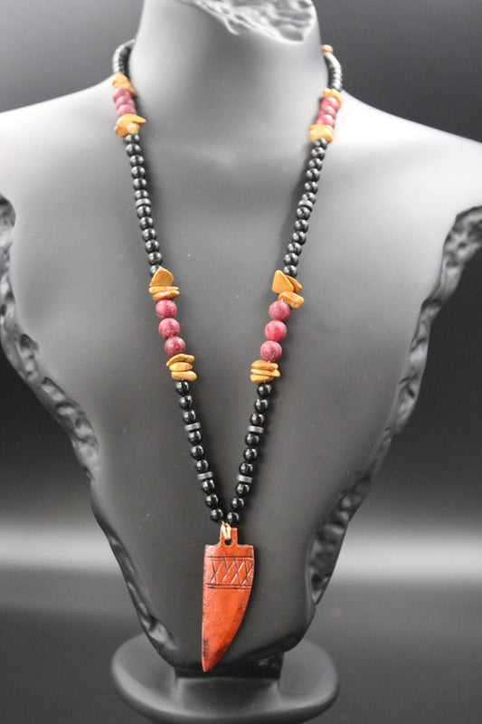 Red Garnet and Yellow Jasper Necklace. Handmade Necklace, Original Design – "Earth Energy"