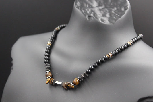 Tiger's Eye and Hematite Necklace - Natural Stones