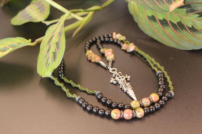 Handmade Unakite Natural Stone Men's Necklace – Special Design, Casual Style, Unique Collection