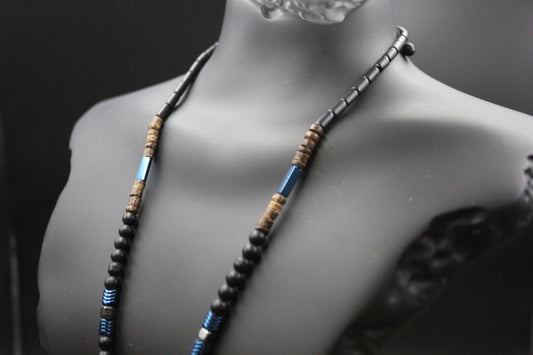 The Nobility of the Blue Tiger – Tiger Eye & Hematite Gemstone Necklace | Handmade Energy Jewelry