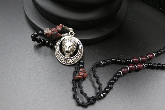 Handmade Lion King Pendant – Custom Design with Jasper & Hematite Natural Stones