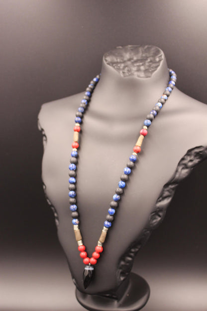 Natural Stone Necklace: Agate, Volcanic Stone, Handmade