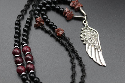 Red Jasper and Symbolic Pendant - Handmade Necklace