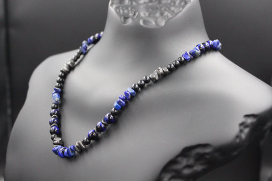 Hematite and Lapis Lazuli Necklace - Handmade, Original Design