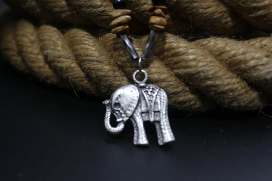 Handmade Elephant Amulet Necklace – Sacred Symbol of Luck, Protection & Prosperity | Woven Spiritual Jewelry Gift