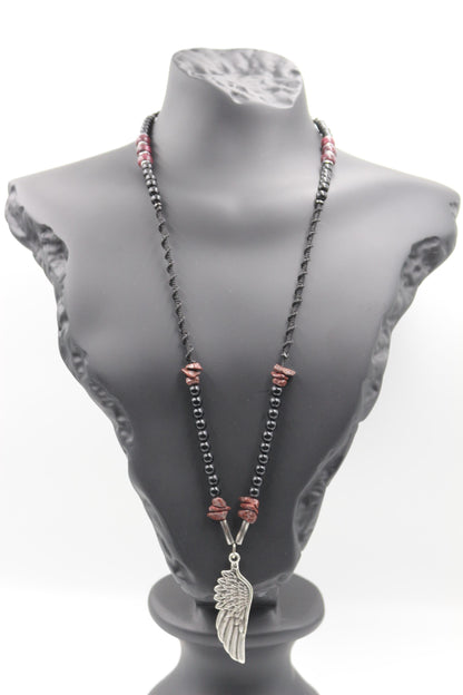 Red Jasper and Symbolic Pendant - Handmade Necklace