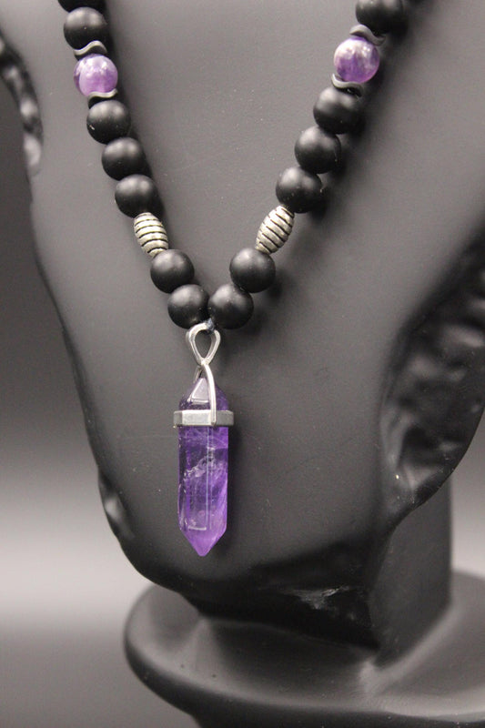 Handmade Unisex Amethyst Necklace – Natural and Stylish Design