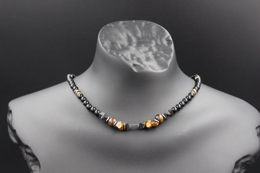 Tiger's Eye and Hematite Necklace - Natural Stones