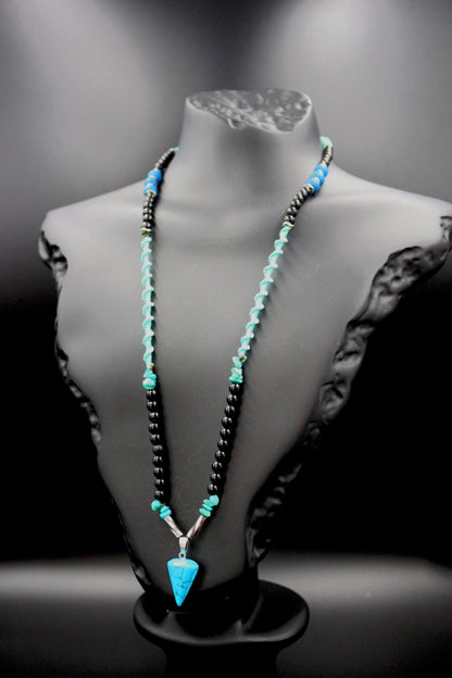 Handmade necklace from natural stones, turquoise and variscite stone necklace