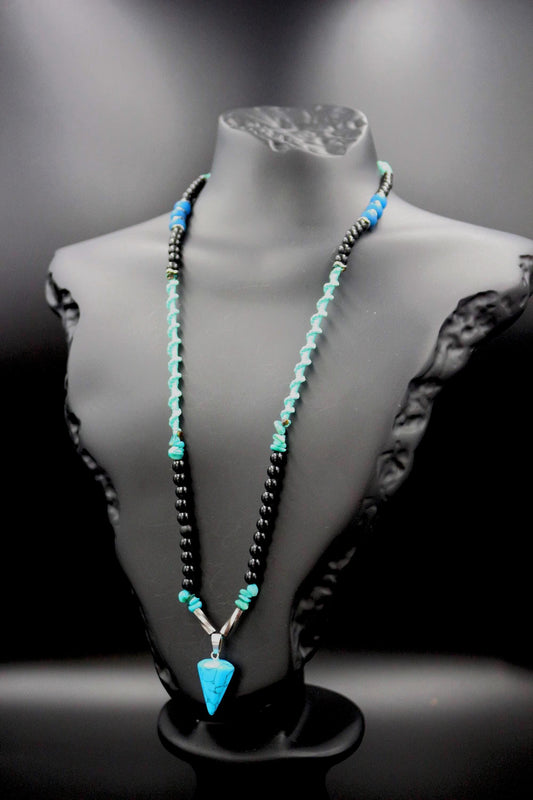 Handmade necklace from natural stones, turquoise and variscite stone necklace