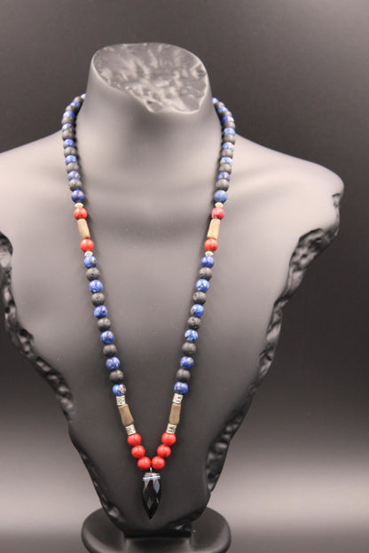 Natural Stone Necklace: Agate, Volcanic Stone, Handmade