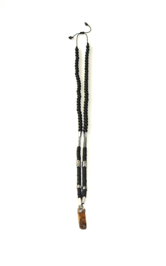 Tiger's Eye Necklace with Hematite & Coconut Beads – Handmade Boho Jewelry