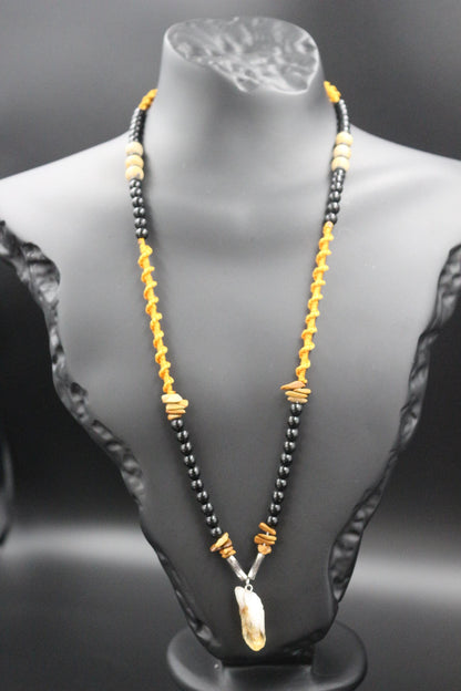 Citrine, Agate and Hand-Woven Necklace - "Sunlight" - Artisan Crafted
