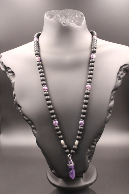 Handmade Unisex Amethyst Necklace – Natural and Stylish Design