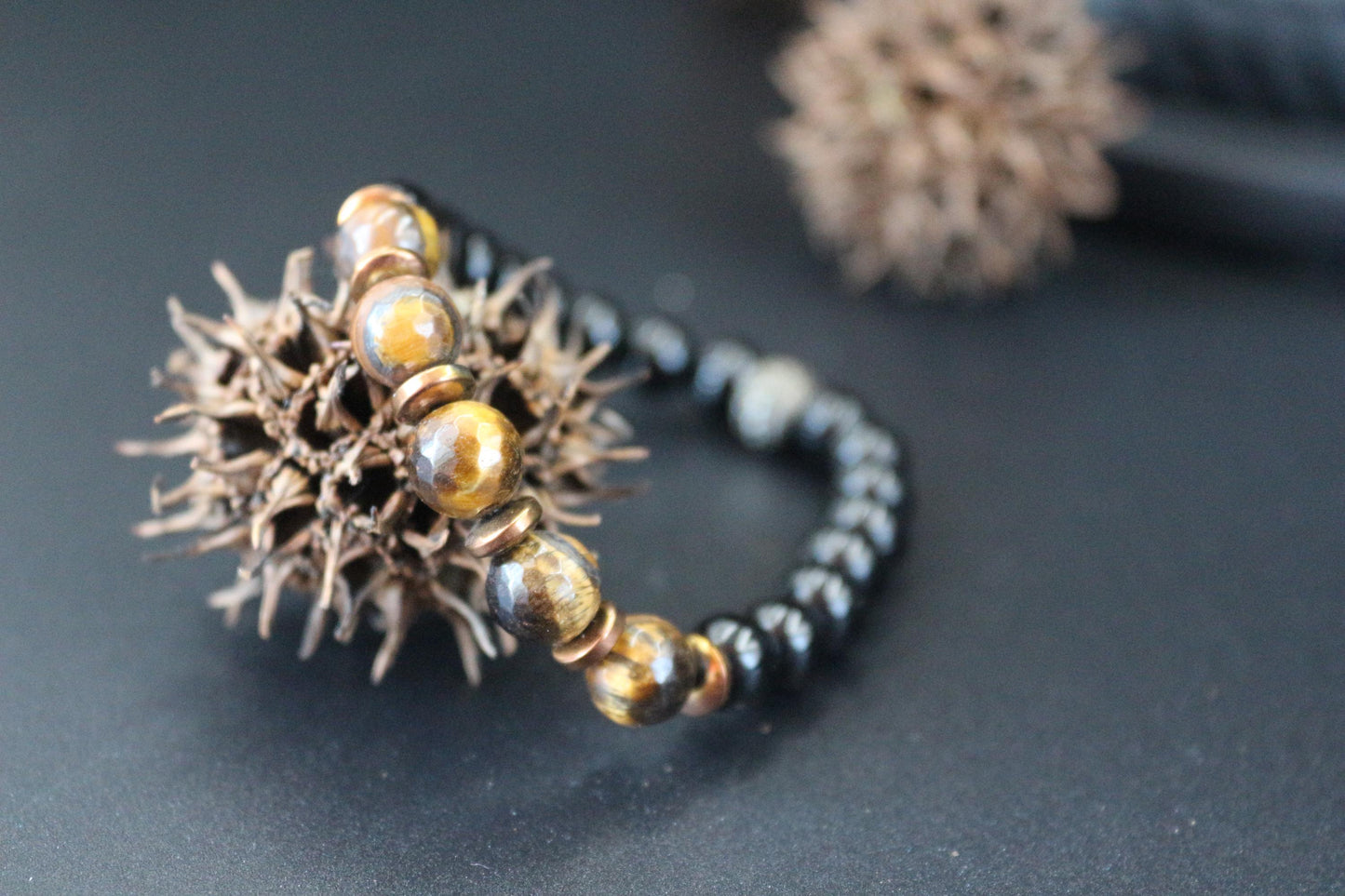 Tiger's Eye and Black Onyx Bracelet