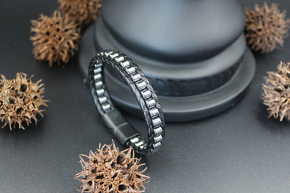 Hematite and Genuine Leather - "Strength and Style" Bracelet