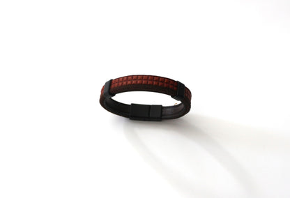 Water Buffalo Genuine Leather Bracelet, Beads, Wood and Coconut Shell
