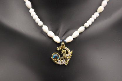 Handmade Pearl-Inspired Necklace with Celestial Pendant – "Moonlit Dream"