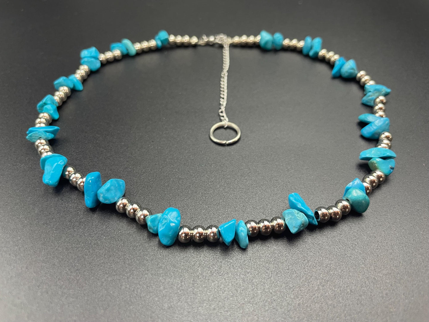 Handmade Turquoise Gemstone Necklace with Brass Beads | Healing Cr