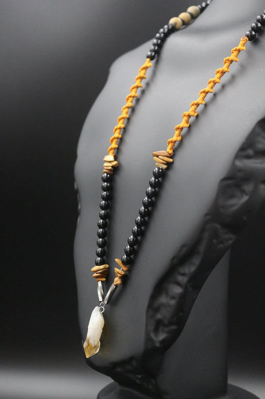 Boho Spirit Citrine Ethnic Treasure Natural Stone Harmony Necklace