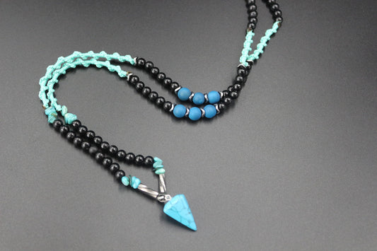 Handmade necklace from natural stones, turquoise and variscite stone necklace