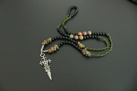 Handmade Unakite Natural Stone Men's Necklace – Special Design, Casual Style, Unique Collection