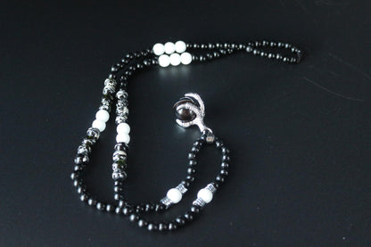 Black Agate Necklace - Handmade, Natural Stone in Eagle Claw