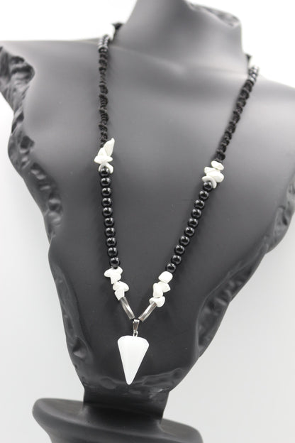 Handmade Quartz and White Howlite Stone Necklace