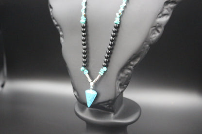 Handmade necklace from natural stones, turquoise and variscite stone necklace