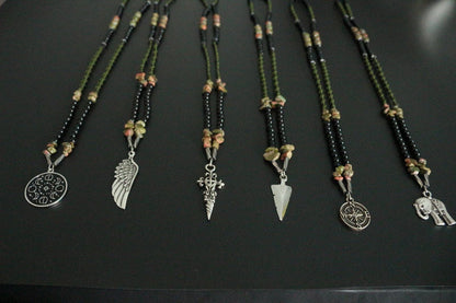 Handmade Unakite Natural Stone Men's Necklace – Special Design, Casual Style, Unique Collection