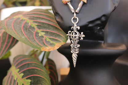 Handmade Unakite Natural Stone Men's Necklace – Special Design, Casual Style, Unique Collection