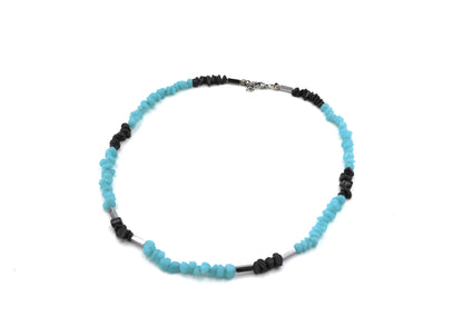 Handmade Aquamarine and Hematite Necklace – Stylish Natural Stone Design, Unisex