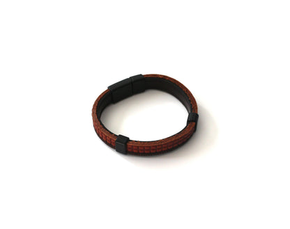 Water Buffalo Genuine Leather Bracelet, Beads, Wood and Coconut Shell