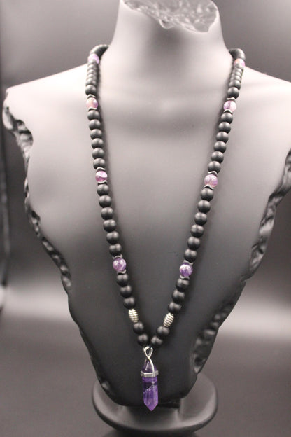Handmade Unisex Amethyst Necklace – Natural and Stylish Design