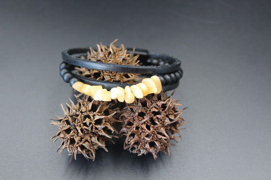 Handmade with Citrine, Black Onyx, and Genuine Leather