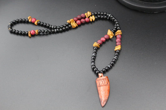Red Garnet and Yellow Jasper Necklace. Handmade Necklace, Original Design – "Earth Energy"