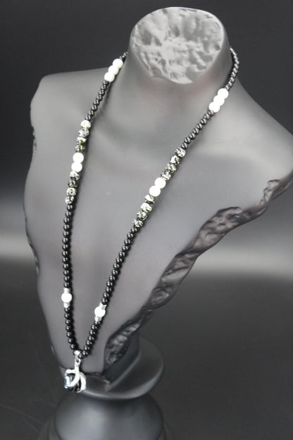 Black Agate Necklace - Handmade, Natural Stone in Eagle Claw