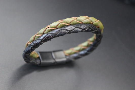 Handmade from Genuine Leather in Casual Style Bracelet Double Braid