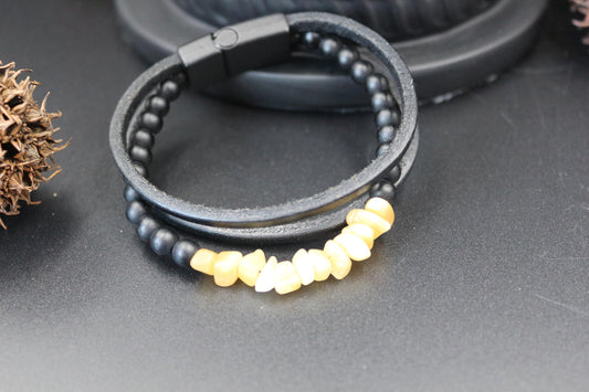 Handmade with Citrine, Black Onyx, and Genuine Leather