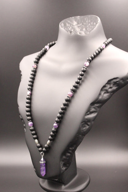 Handmade Unisex Amethyst Necklace – Natural and Stylish Design